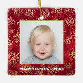 Snowflake Frame Foto Keramikornament (Vorderseite)