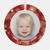 Snowflake Frame Foto Ornament Aus Glas (Rückseite)