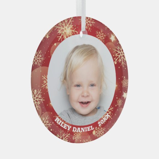 Snowflake Frame Foto Ornament Aus Glas (Vorderseite Rechts)