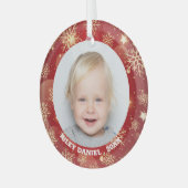 Snowflake Frame Foto Ornament Aus Glas (Vorderseite links)