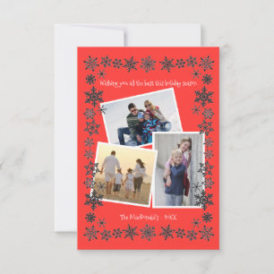 Snowflake Frame Red 3 Fotos - 3x5 Weihnachtskarte Einladung