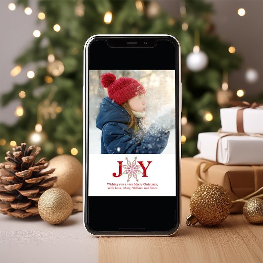 Snowflake Freude Weihnachten Foto-Karte Niedlich 1