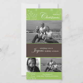 Snowflake Frohe Weihnachten Grünen Foto-Karte