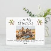 Snowflake Frohe Weihnachts-Script Familie Foto Feiertagskarte (Stehend Vorderseite)