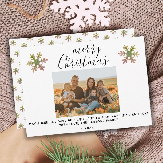 Snowflake Frohe Weihnachts-Script Familie Foto Feiertagskarte