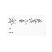 Snowflake Frohe Weihnachts-Script-Geschenk-Label Adressaufkleber (Vorne)