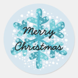 Snowflake Frohe Weihnachtsaufkleber Stil 1 Runder Aufkleber