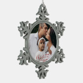 Snowflake Frohe Weihnachtsschmuck Familie Foto Schneeflocken Zinn-Ornament (Links)
