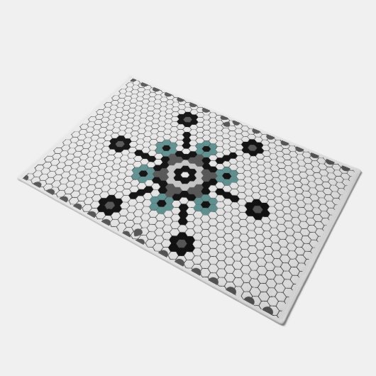 Snowflake Fun Winter Bauernhof Muster Tile Fußmatte (Schrägansicht)