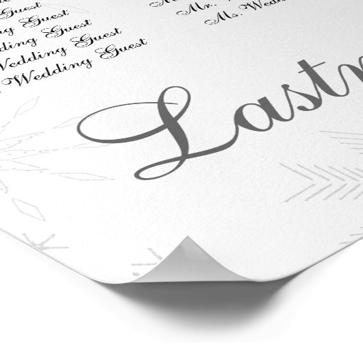 Snowflake Gem Silver Wedding Chart Poster (Ecke)