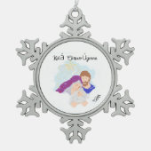 Snowflake Gerahmt Ornament Savior ist Geboren (Vorderseite)