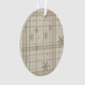 Snowflake Gingham Plaid Ornament – Neutral Beige (Vorderseite)