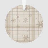 Snowflake Gingham Plaid Ornament – Neutral Beige (Rückseite)