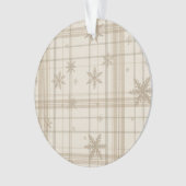 Snowflake Gingham Plaid Ornament – Neutral Beige (Vorderseite)