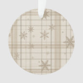 Snowflake Gingham Plaid Ornament – Neutral Beige (Vorderseite)