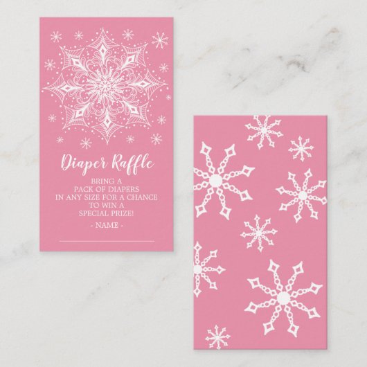 Snowflake Girls Baby Duschkabine Windeln Raffle Ti Begleitkarte (Vorne/Hinten)