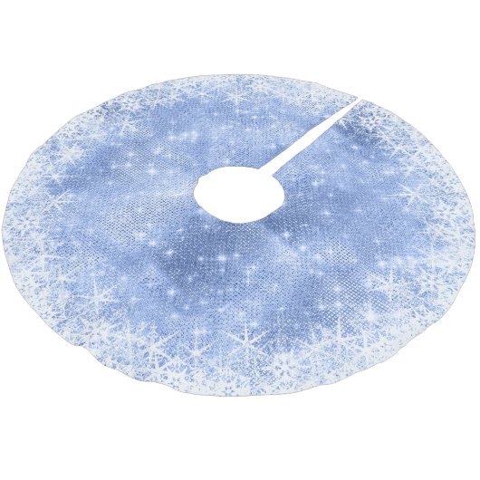 Snowflake Glitzer und Shine Blue ID671 Polyester Weihnachtsbaumdecke (Schrägansicht)
