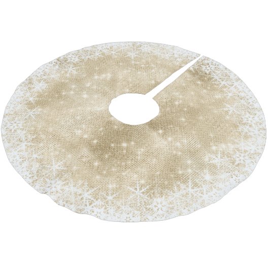 Snowflake Glitzer und Shine Gold ID671 Polyester Weihnachtsbaumdecke (Schrägansicht)