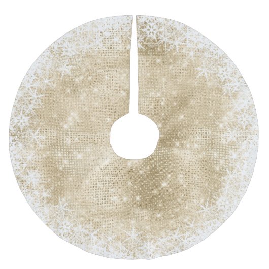 Snowflake Glitzer und Shine Gold ID671 Polyester Weihnachtsbaumdecke (Vorderseite)