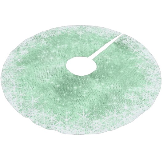 Snowflake Glitzer und Shine Green ID671 Polyester Weihnachtsbaumdecke (Schrägansicht)