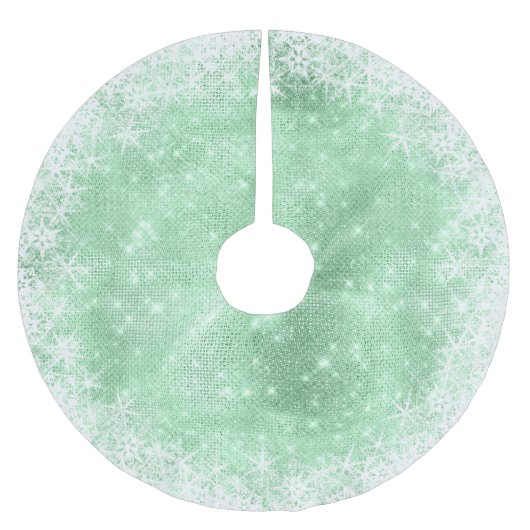 Snowflake Glitzer und Shine Green ID671 Polyester Weihnachtsbaumdecke (Vorderseite)