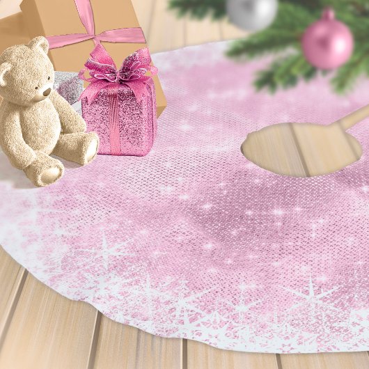 Snowflake Glitzer und Shine Pink ID671 Polyester Weihnachtsbaumdecke