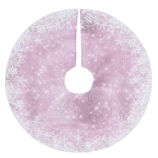 Snowflake Glitzer und Shine Pink ID671 Polyester Weihnachtsbaumdecke (Vorderseite)