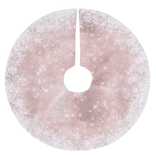 Snowflake Glitzer und Shine Rose Gold ID671 Polyester Weihnachtsbaumdecke (Vorderseite)