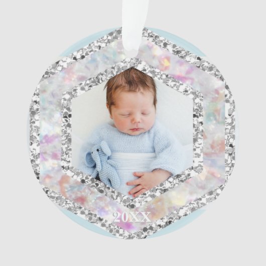 *~* Snowflake Glitzer Weihnachtsfest FOTO BOY AP44 Ornament (Vorderseite)