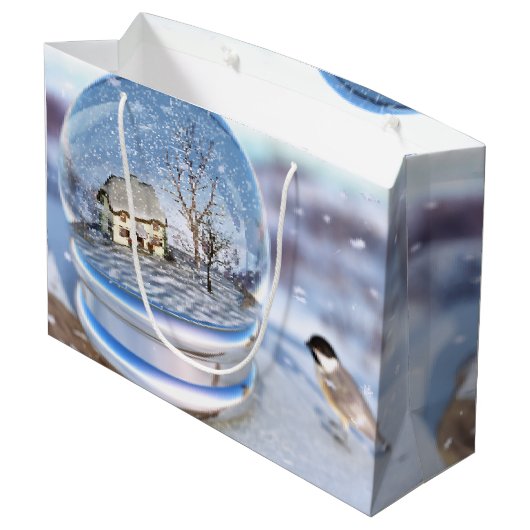 Snowflake Globe Geschenktasche Große Geschenktüte (Rückseite Schrägansicht)