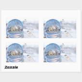 Snowflake Globe Weihnachtsgeschenke Labels Rechteckiger Aufkleber (Blatt)