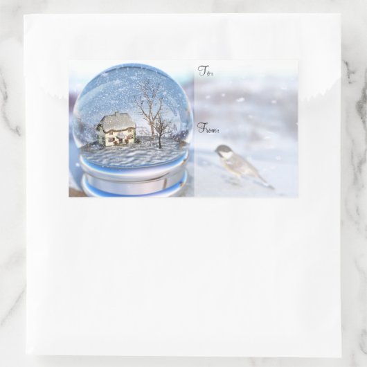 Snowflake Globe Weihnachtsgeschenke Labels Rechteckiger Aufkleber (Tasche)