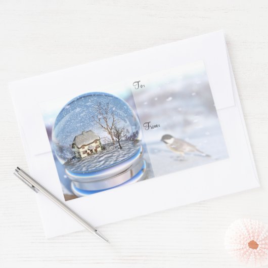 Snowflake Globe Weihnachtsgeschenke Labels Rechteckiger Aufkleber (Umschlag)
