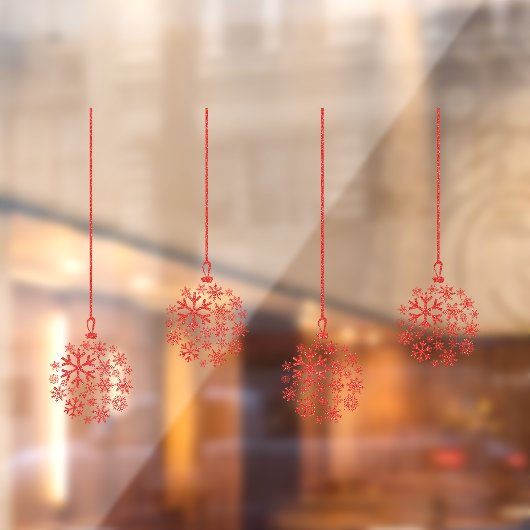 Snowflake Glühbirnen rot_ Pack mit 4 Fensterhebern Fensteraufkleber (Blatt 2)