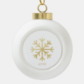 Snowflake Gold Elegante Moderne Hübsche Personalis Keramik Kugel-Ornament (Vorderseite)