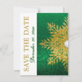 Snowflake Gold Smaragdgrüne Hochzeit Retten Sie da Save The Date (Vorderseite)