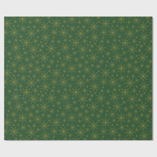 Snowflake Gold und grüne Weihnachten Geschenkpapier (Flach)