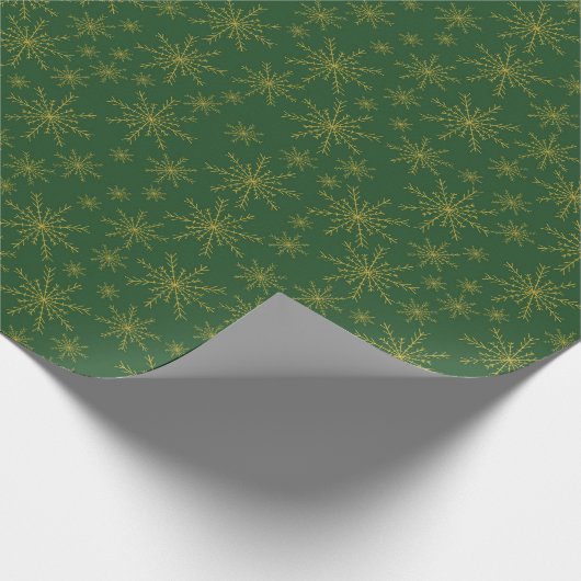 Snowflake Gold und grüne Weihnachten Geschenkpapier (Ecke)