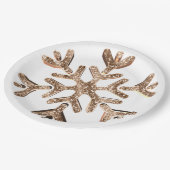Snowflake Gold und White Festivals Glitzer Pappteller (Schrägansicht)