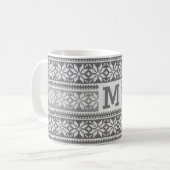 Snowflake Grau Nordische Imitate Strick Sweater Mo Kaffeetasse (Vorderseite Links)