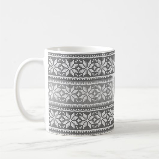 Snowflake Grau Nordische Imitate Strick Sweater Mo Kaffeetasse (Links)