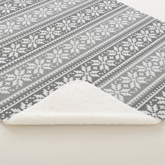 Snowflake Grau Weiße Imitate Strick Sweater Patter Sherpadecke (3/4)