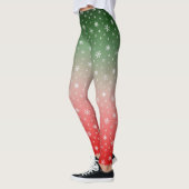Snowflake Green & Red Ombre Weihnachten Leggings (Links)