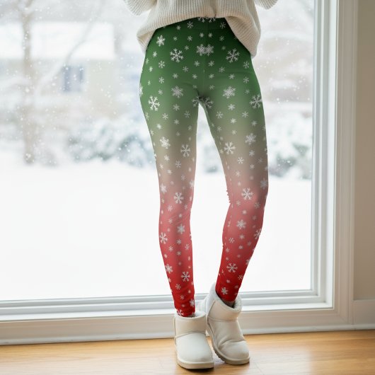 Snowflake Green & Red Ombre Weihnachten Leggings