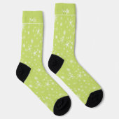 Snowflake Green Retro Name Whimsistische Weihnacht Socken (Rechts)
