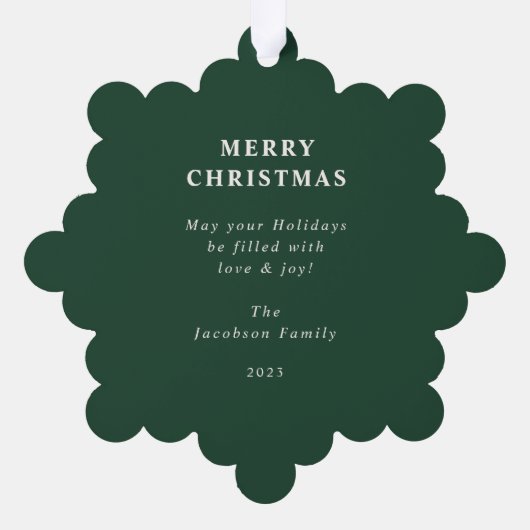 Snowflake Greenerie Rahmen Holiday Foto Ornament Karte (Rückseite)