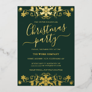 Snowflake Grün Corporate Weihnachtsfest Party Folieneinladung