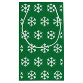 Snowflake Grüne Weihnachtsgeschenktasche Kleine Geschenktüte (Rückseite)