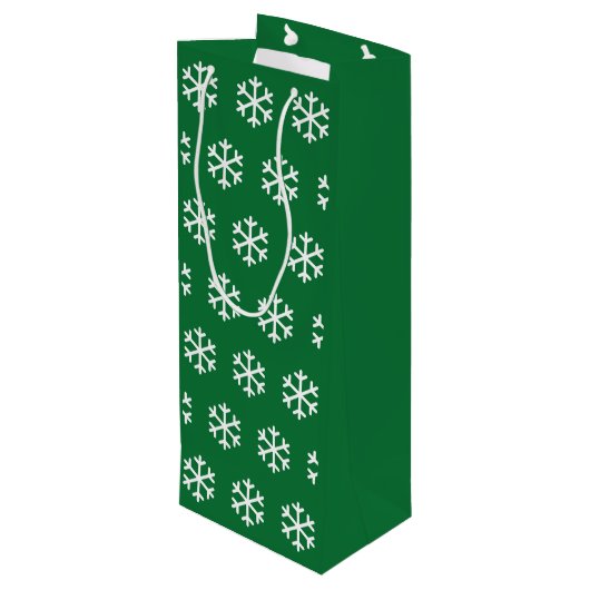 Snowflake Grüne Weihnachtswein Geschenktasche Geschenktüte Für Weinflaschen (Rückseite Schrägansicht)