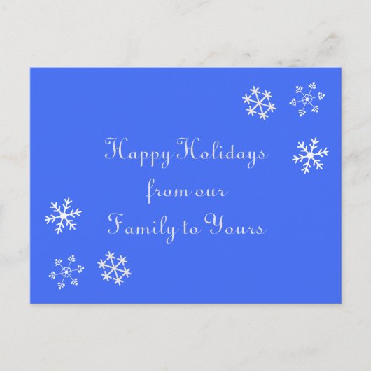Snowflake Happy Holidays Post Card Feiertagspostkarte (Vorderseite)